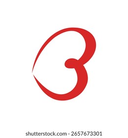 B Letra corazón Vector abstracto moderno logo