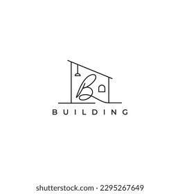 B-Brief mit Hausbau einfaches, lineares, elegantes Logo-Design