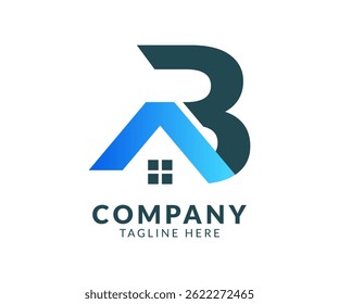 B Letter House Logo for Real Estate Company