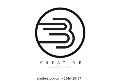 B Letter Icon Logo Design With Monogram Creative Look. Letter Circle Line Design Vector Illustration.