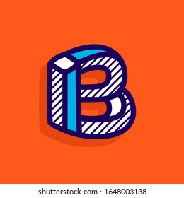 B letter impossible shape flat logo. Vector handwritten isometric font for geometry labels, engineering company, science posters etc.