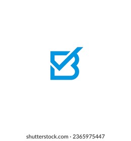 B letter initial logo with check mark icon - blue color.