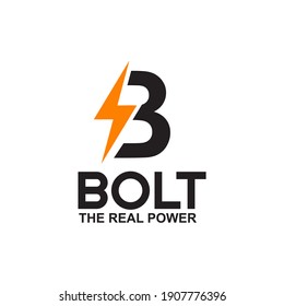 B letter initial logo incorporated with lightening bolt design vector template