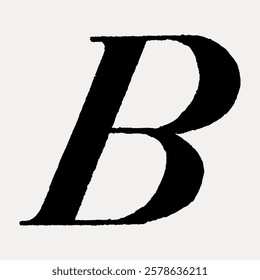 B letter, Italic font illustration isolated on white, vector. Vintage black font isolated on white, vector.