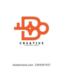 B letter with key logo design icon