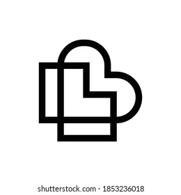 Carta B con L, logotipo Flat Modern, logotipo de amor.