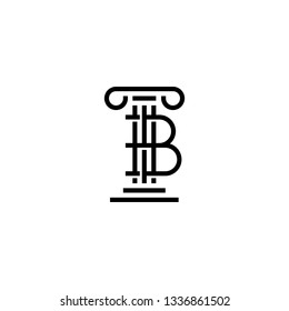 b letter law pillar logo vector icon