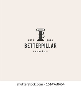 b letter law pillar logo vector icon hipster vintage retro