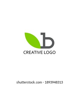 b letter and leaf illustration for logo company. a modern vector design