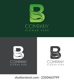 Letra B con diseño de logotipo de hoja, logotipo de letras modernas creativas Icono de vectores Ilustración vector de material de iluminación