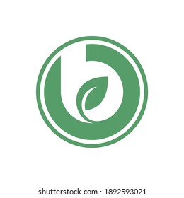 Letra B con icono del logotipo de hoja 