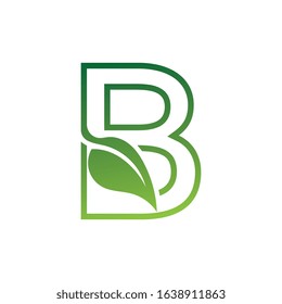 B Letter with leaf logo or symbol concept template design
