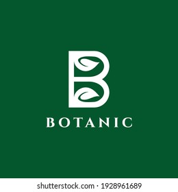 b Carta con plantilla de logotipo de hoja en vector