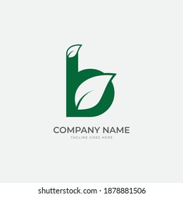 b Letra con logotipo de hoja en vector