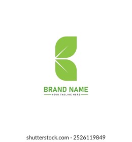  B letter with Leaf Logo Vector Illustration