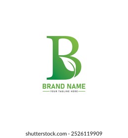  B letter with Leaf Logo Vector Illustration