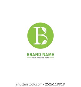  B letter with Leaf Logo Vector Illustration