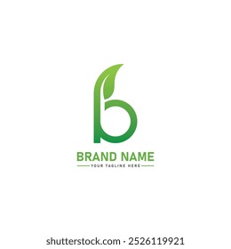  B letter with Leaf Logo Vector Illustration