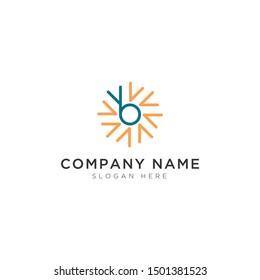 B letter with light abstract Logo Template Design Vector, Emblem, Design Concept, Creative Symbol, Icon