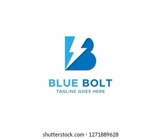 B Letter with Lightning Bolt Vector Logo Design Template