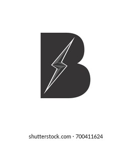B letter with lightning storm logo design vector