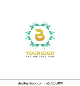 B letter line circle brand. Vector design template elements for your application or corporate identity. Hand vector illustration logo.