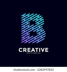 B letter with line style gradient color vector logo design. Suitable for business, technology, minimalist letter, initial modern name and creative monogram style