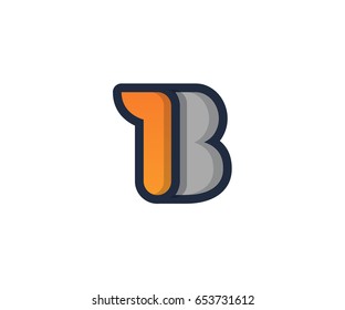 B Letter Linear Flat Color Minimal Alphabet logo mark design template