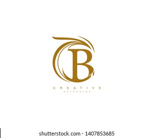B letter linked rounded monogram emblem stylish vector logo