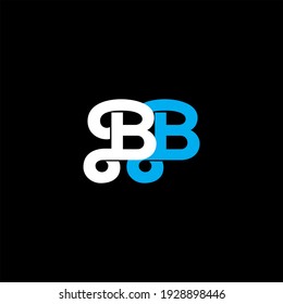 Diseño abstracto del logotipo de la letra B sobre fondo de color negro. alfabeto bb