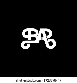 B A letter logo abstract design on black color background. ba alphabet