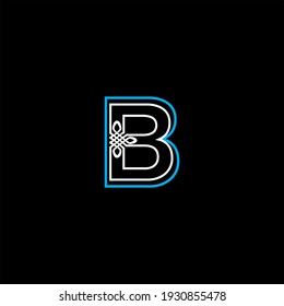 B letter logo abstract design on black color background. b alphabet