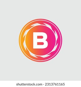 B Letter Logo abstract geometric design vector template Logotype icon Digital Technology style.