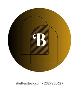 B letter logo abstract  in golden circle