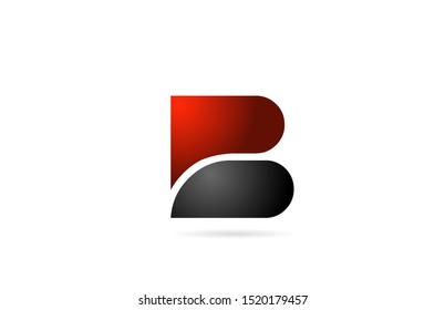 B letter logo alphabet for icon design in red grey colors. Logotype for a company or business