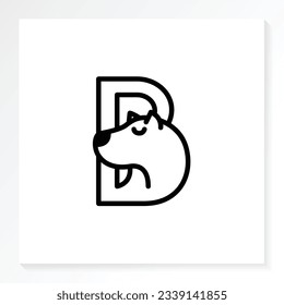 Logo de la letra B con icono del oso aislado en blanco