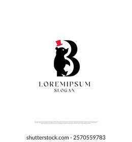  B letter logo bear typography, logotype