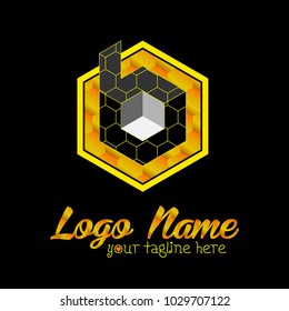 b letter logo with bee style