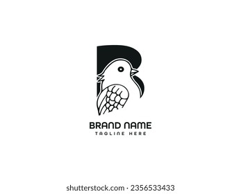 b letter logo, bird logo