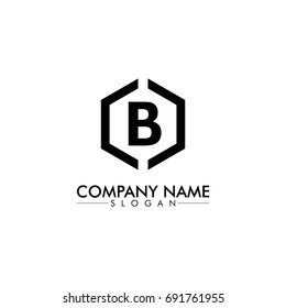 Logo B con hexágono negro