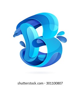 B Letter Logo Blue Water Splash Stock Vector (Royalty Free) 301100807 ...