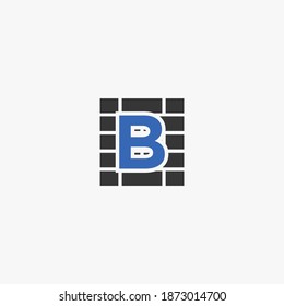 B letter Logo, brick wall logo design