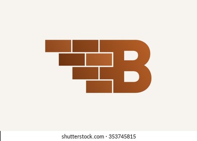 B Letter Logo, Brick Wall Logo Design.