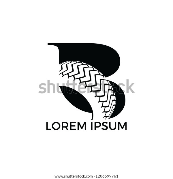B letter logo car wheel logo design. Tire\
company or tire shop vector logo\
design.