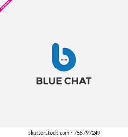 B Letter logo with chat icon. Chat logo illustration. blue color
