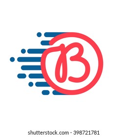 B letter logo in circle with speed line. Font style, vector design template elements for your sport application or corporate identity.