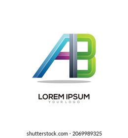 A B letter logo colorful gradient illustration