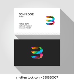 B Letter Logo Colorful Wavy Abstract Business card design template