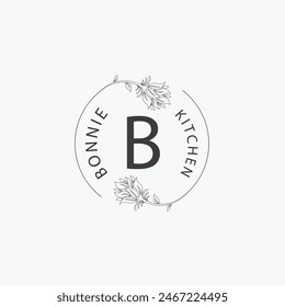 B-Buchstaben-Logo mit einem kreativen Blumenkonzept für Unternehmen Business Beauty Real Estate Premium Vektorgrafik