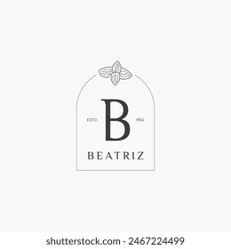 B letter logo with a creative floral concept for company business beauty real estate premium vector